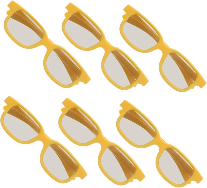 Yellow Plastic Frame 3D Glasses 6 Pack For Kids Family Movie Night Home Theater - Image 1